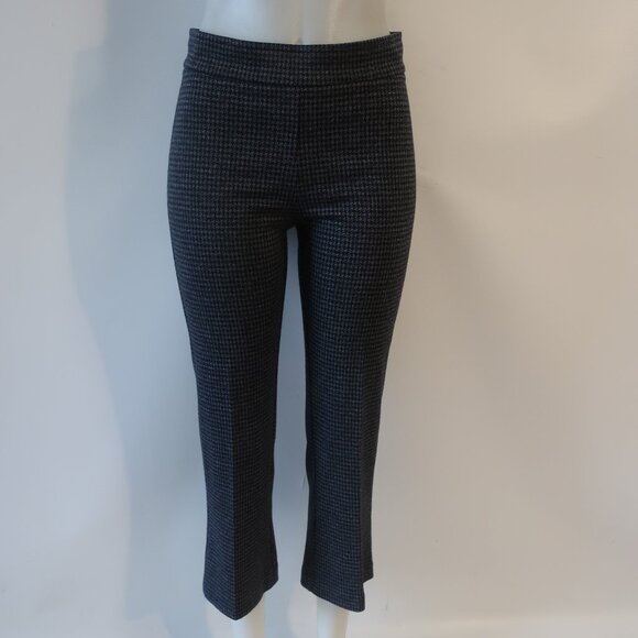 Women Avenue Montaigne Leo F1683 Navy Gray Flat Front Pull-On Flared Pants 6 - Picture 8 of 11